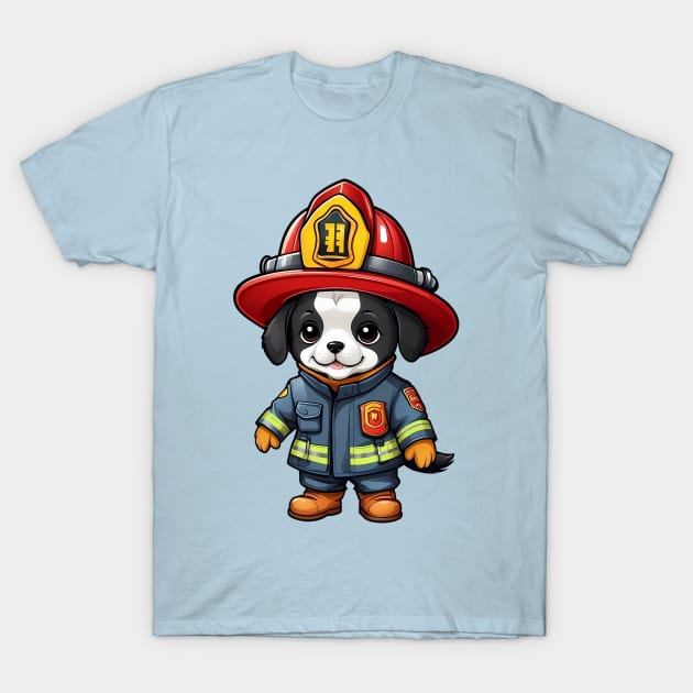 Adorable Cute Firefighter Dog T-Shirt by Leon Star Shop